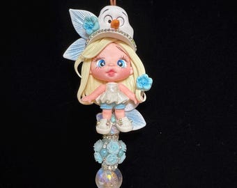 Handmade Elsa Pen • Frozen Inspired Polymer Clay, Olaf Hat