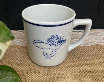 Rare Vintage 1994 Starbucks Coffee Mug  Rosanna Imports Blue & White Cherub Angel  Collectible 8oz Ceramic Cup Made in Poland