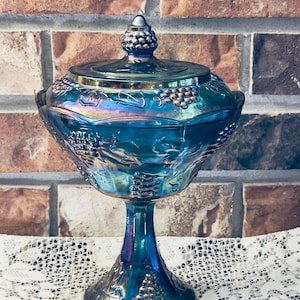 Blue Carnival Glass - Etsy