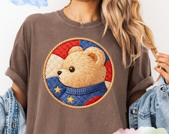 4th of July Teddy Bear PNG, Patriotic USA Clipart, Independence Day Sublimation (Digital Download)