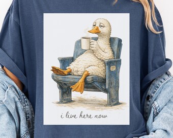 Funny Duck PNG I Live Here Now Meme, Lazy Duck Clipart, Coffee Duck Design, Sarcastic Animal, T-Shirt Design, Digital Download