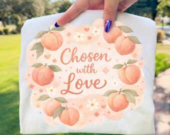 Chosen With Love Peach Floral PNG, Cute Girly Aesthetic, Peach Shirt Design, Soft Feminine Graphic, Sublimation Download