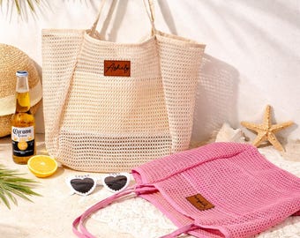Sac de plage personalnalisé en maille – Grand Fourre-tout chic et pratique pour l’été
