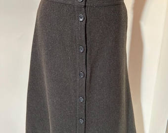 Banana Republic Wool A-Line Skirt, Button Front, Charcoal Gray