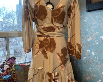 Floral Wrap Midi Dress | Long Sleeve Botanical Print