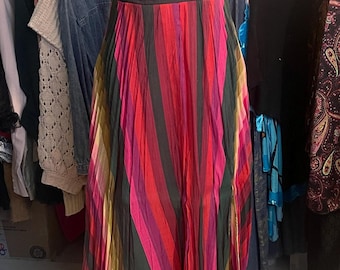 Rainbow Striped Maxi Dress – Twisted Bust, Summer Vacation Style (XS, NWT)