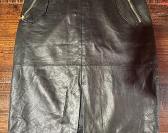 Classiques Entier Black Soft Leather Skirt Size 10