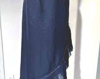 Tristan & Iseut Black Asymmetrical Pleated Hem Skirt Size 8