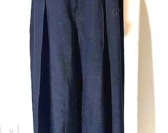 Vintage Black High Waist Pants Gold Button Detail Made in Canada
