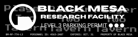 Black Mesa Parking Permit Bumper Sticker | Half-life Inspired