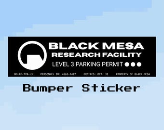 Black Mesa Parking Permit Bumper Sticker | Half-life Inspired Weatherproof Vinyl Car Decal