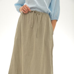 Linen Midi Skirt TINA/ Linen Skirt Drawstringed Waist/ Eco Friendly Natural Skirt/ Linen Clothing Women/ Boho Skirt/ Linen Gift For Her