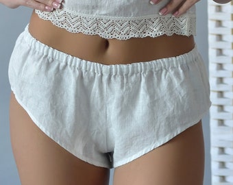 Linen French Knickers Women's/ Panties-Shorts Low Rise Eco Friendly/ Linen Underwear and Sleepwear/ Luxury Linen for Her
