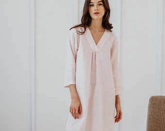 Linen Night Gown JOANA / Linen Sleepwear for Women/Natural  Night Dress/ Linen Nightie/ Linen Clothing for Women