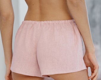 Linen Boxer Shorts Women/ Linen Boyshorts/ Pajama Shorts/ Linen Underwear Sustainable/ Pajama Bottoms Organic