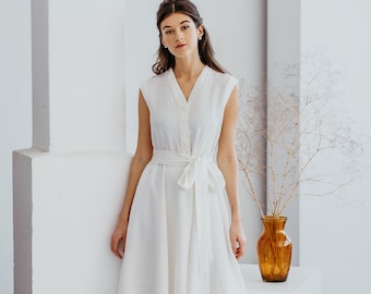 Robe de mariée bohème MAGNOLIA / robe de demoiselle d'honneur en lin / robe longue en lin jupe large / robe d'invité de mariage / robe de mariée de style vintage