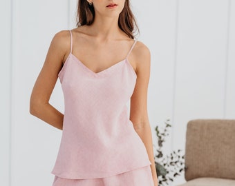 Linen Pajama Set CONSTANCE For Women/ Linen Cami and Boxer Shorts / Linen Sleepwear Organic/ Summer Pajama/ Eco Friendly Lingerie