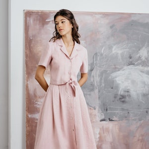 Linen Dress Suit PALOMA/ A-line Midi Skirt and Short Jacket/Bohemian Style Suit/Romantic Outfit /Linen Skirt Suit/Holiday-ressort clothes