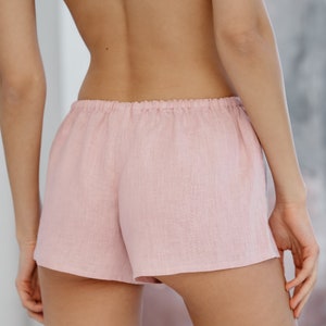 Linen boxer shorts for women in dusty rose