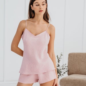 Linen Pajama Set CONSTANCE For Women/ Linen Cami and Boxer Shorts / Linen Sleepwear Organic/ Summer Pajama/ Eco Friendly Lingerie