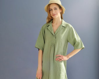 Robe longue en lin LAURA/ Robe oversize en lin/ Robe bohème respectueuse de l'environnement/ Robe naturelle/ Vêtements pour femmes en lin/ Robe d'été en lin/ Robe midi en lin