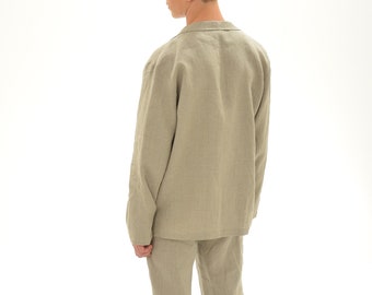 READY to SHIP/ Size S/ Linen Natural Pajama Set for Man/ Linen Loungewear for Men/ Linen Sleepwear