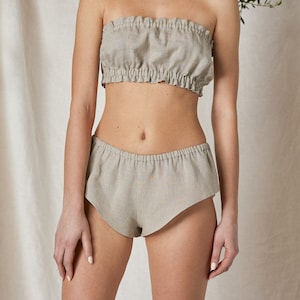 Linen Shorts - French Knickers Low Rise. French Cut Linen Organic Underwear. Linen Sustainable Sleepwear. Luxurious Natural Lingerie