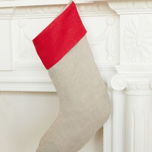 Christmas Stocking. Holiday Stockings. Farmhouse Decor. Linen Stockings Handmade. Zero Waste Product image 1