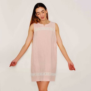 Linen Party Dress MARINA / Dress Comfortable Sleeveless/ Linen Sundress/ Flax Tunic Laced/ Dress with Antique Lace/ Linen Tank/ Linen Tunic