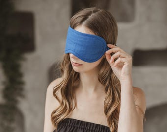 Linen Sleep Eye Mask – Eco Friendly Natural Eye Mask with Cotton Filling. Sustainable Gift for Mom Father
