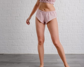 Linen French Knickers Women's/ Organic Panties-Shorts of Low Rise/ Linen Underwear and Sleepwear/ Luxury Linen for Her