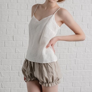Linnen bloeiers met ruches/pantalons in Victoriaanse stijl van natuurlijk linnen/linnen damesondergoed/lichte lingerie/duurzame nachtkleding
