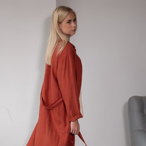 Linen Long Loose Oversize Blazer SANDI /Linen Outwear Natural/ Linen Shirt Dress/ Loose Long Duster Jacket image 2