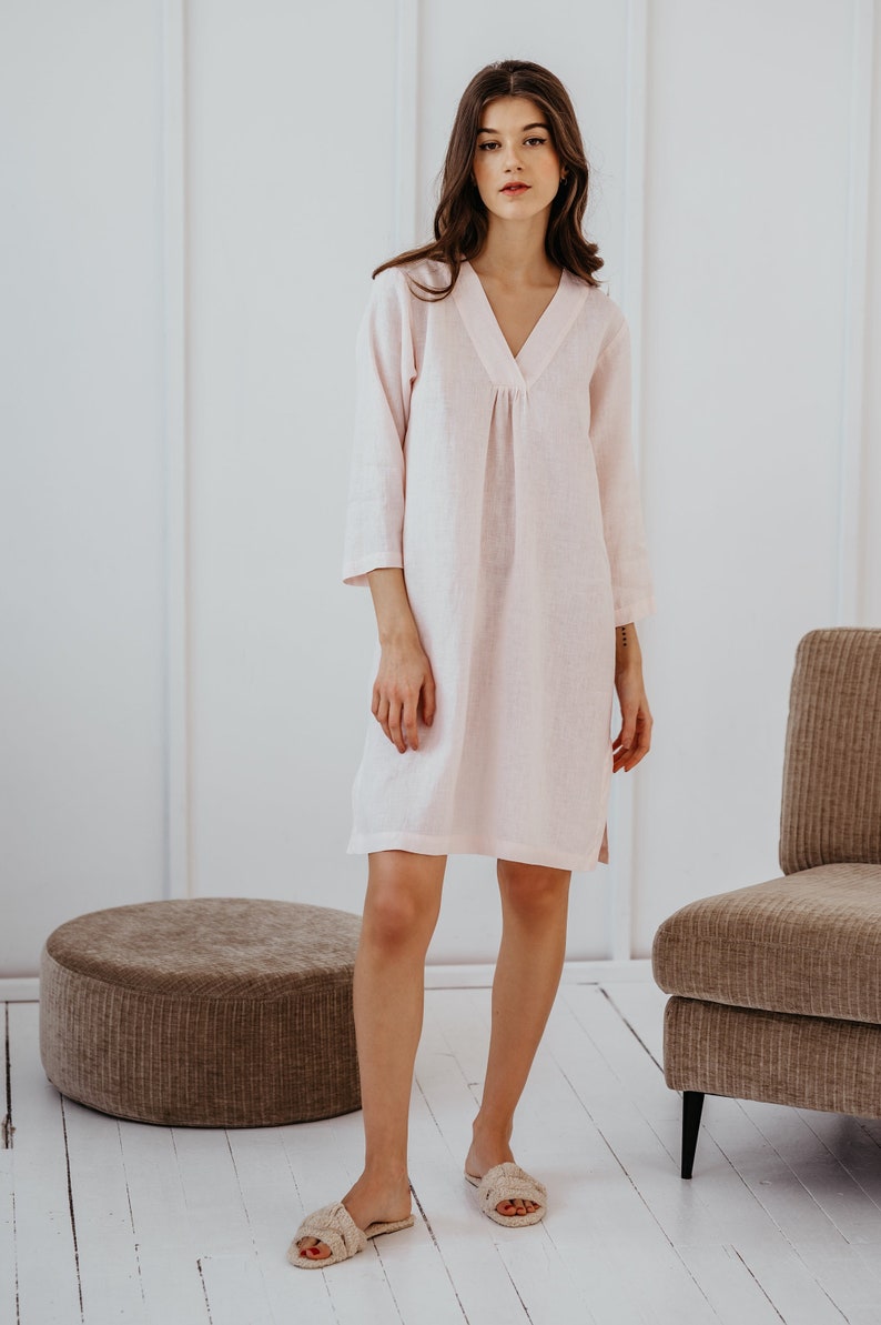 Linen Night Gown JOANA / Linen Robe/ Night Dress Natural/ Eco Etsy