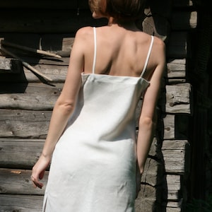 Linen Slip Dress Gabija Lace Linen White Gown Linen Underdress Linen Nightgown Women&#39;s Undergarments Sleepwear Linen Dress Valentine Pyjama