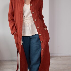 Linen Long Loose Oversize Blazer SANDI /Linen Outwear Natural/ Linen Shirt Dress/ Loose Long Duster Jacket image 8