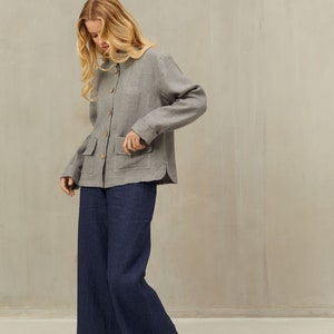 EDNA Warm Pants in Linen Wool Ankle Length Women's. Wide Leg Linen Trouser. Comfortable Wool Pants. Elegant Palazzo Pants. Capsule Wardrobe image 5