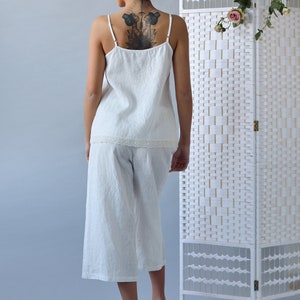 White linen pajama Isabella back view