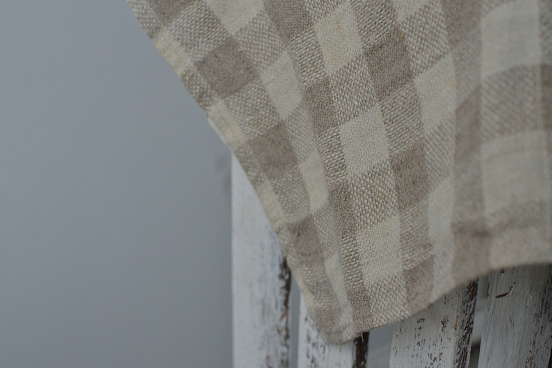 Linen Natural Napkins Checkered in Rough Quality/ Linen Undyed Napkins of Country Style/ Hygge Home Napkins/ Hygge Napkins Flax image 4