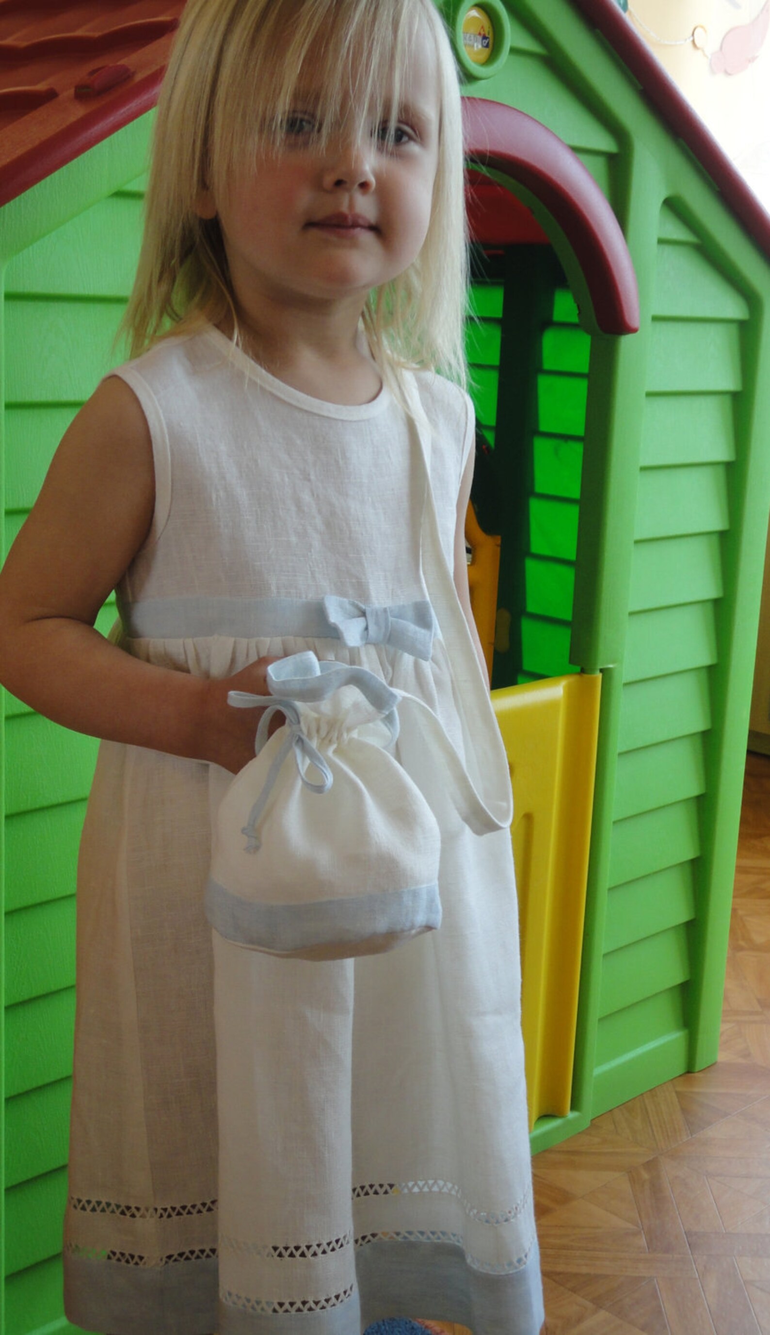 Linen White Sleeveless Dress for Girls/ Linen Summer Dress Etsy