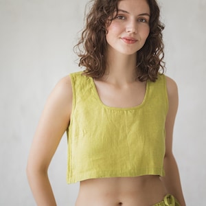 Linen Crop Top Avani, Simple Summer Top, Linen Tank Top Sleeveless, Trendy Top, Linen Crop Blouse, Linen Beach Wear Holiday Gift For Her