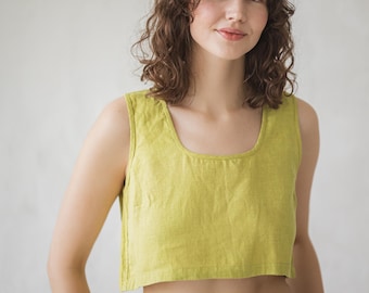 Linen Crop Top AVANI: Sleeveless Summer Blouse - European Linen
