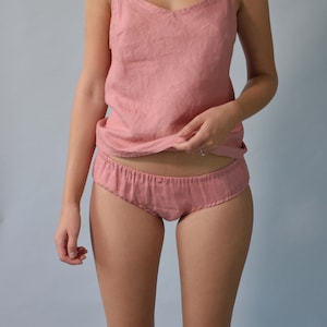 Panties in Salmon Color Linen, Organic Underwear for Women, Sustainable Lingerie, Linen Intimates, Flax Undies for yourself. Vacation linen
