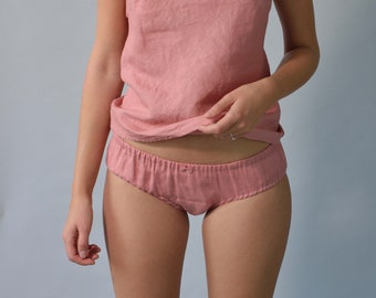 Panties in Salmon Color Linen, Organic Underwear for Women, Sustainable Lingerie, Linen Intimates, Flax Undies for yourself