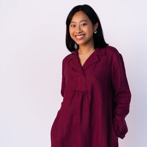 Dress Laura with long sleeves in marsala color