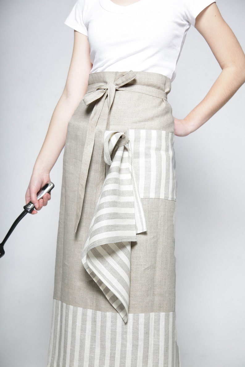 Linen Half Apron and Kitchen Towel/ Chef Apron/ Linen Pinafore Etsy