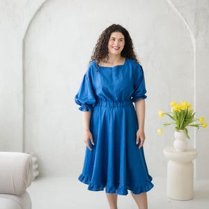 Dusty Blue Midi Dress - Etsy