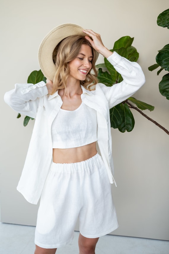 High Waisted Linen Shorts Maya/ Summer 