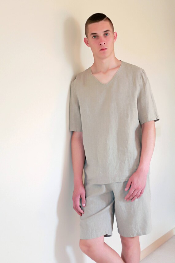 mens linen pajama set