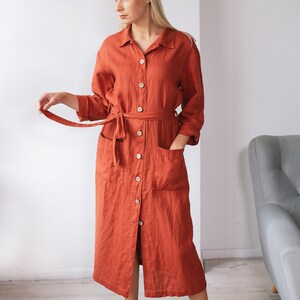 Linen Long Loose Oversize Blazer SANDI /Linen Outwear Natural/ Linen Shirt Dress/ Loose Long Duster Jacket image 3